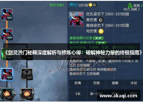 《剑灵洪门秘籍深度解析与修炼心得：破解神秘力量的终极指南》